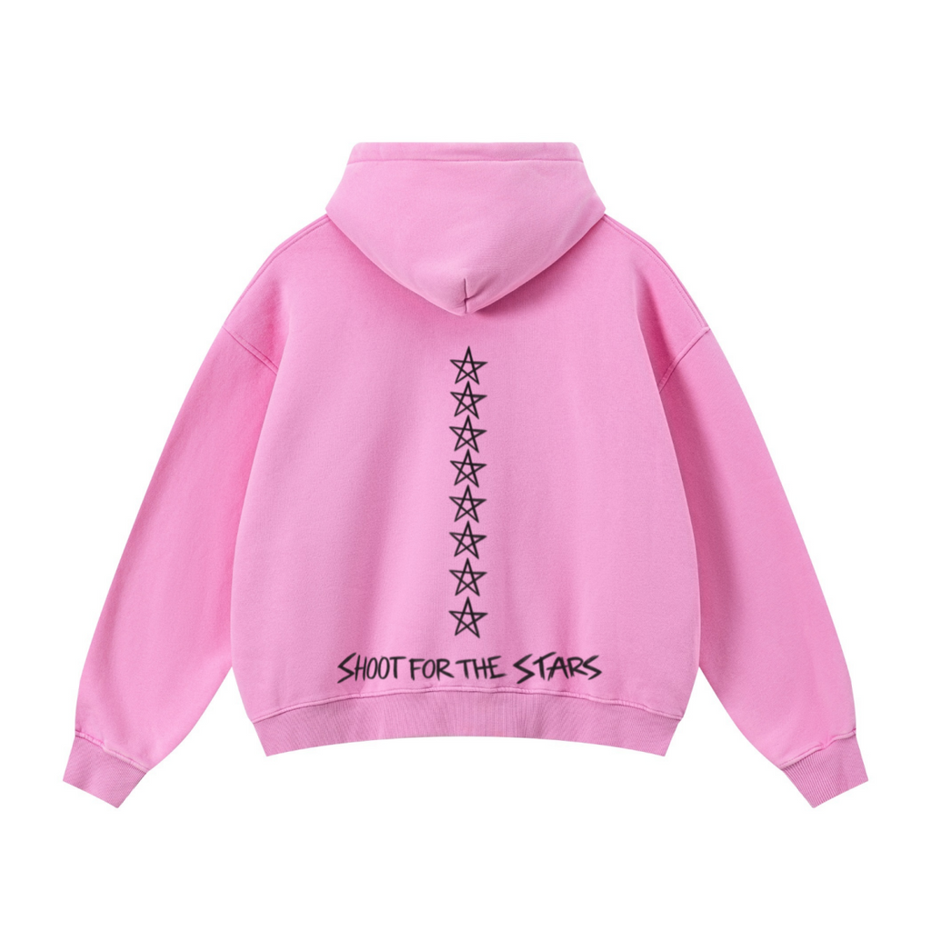 400GSM Unisex Vintage-Wash Boxy-Fit Zip-Up Hoodie Vintage Peach Pink