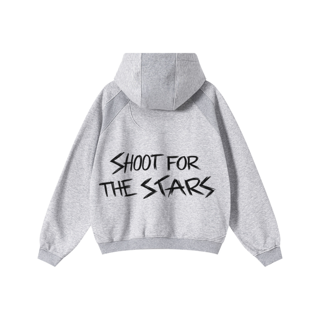 340GSM Men’s Trendy Fleece Structured Panel Hoodie Heathered Grey