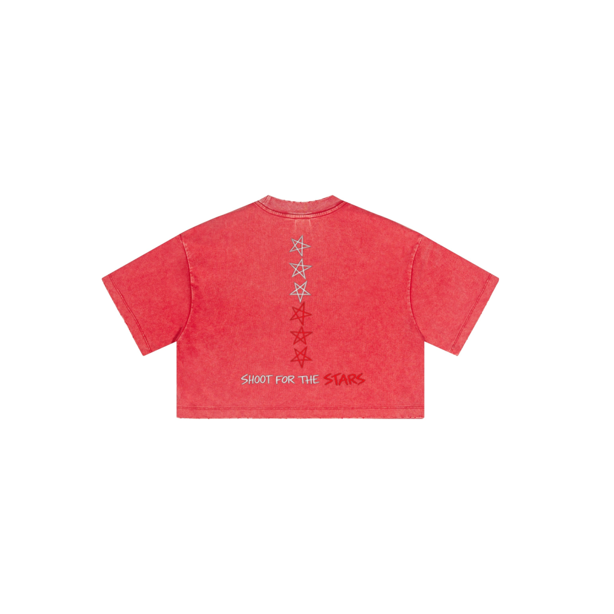 230GSM Women’s Cool-Touch Cropped High-Street Color Retro Snow-Wash T-shirt Red