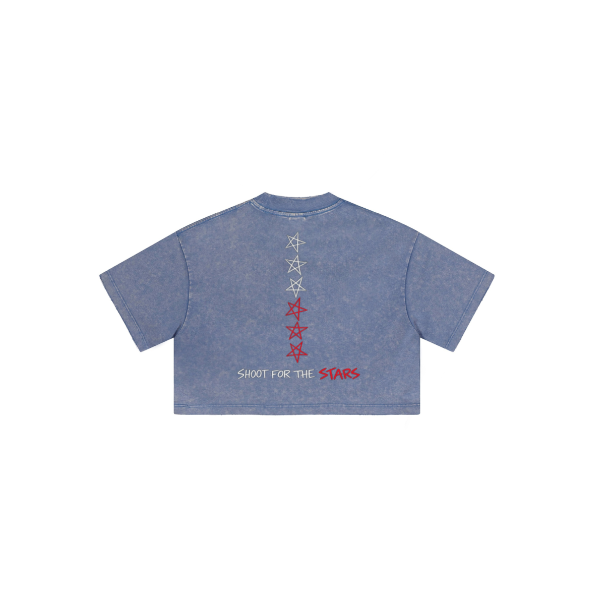 230GSM Women’s Cool-Touch Cropped High-Street Color Retro Snow-Wash T-shirt Washed Blue