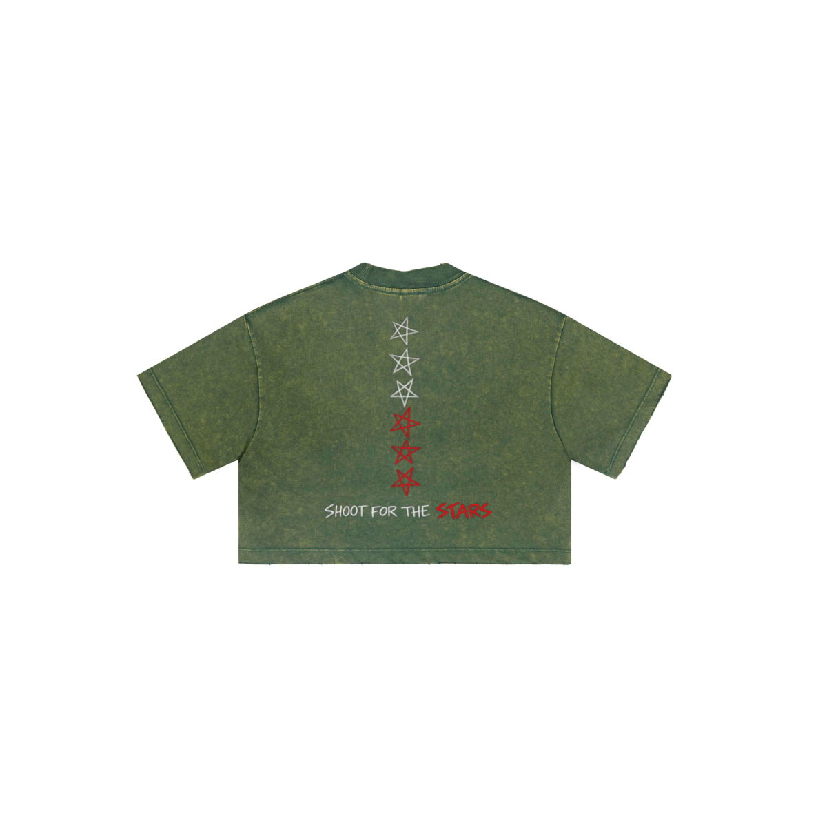 230GSM Women’s Cool-Touch Cropped High-Street Color Retro Snow-Wash T-shirt Dark Green