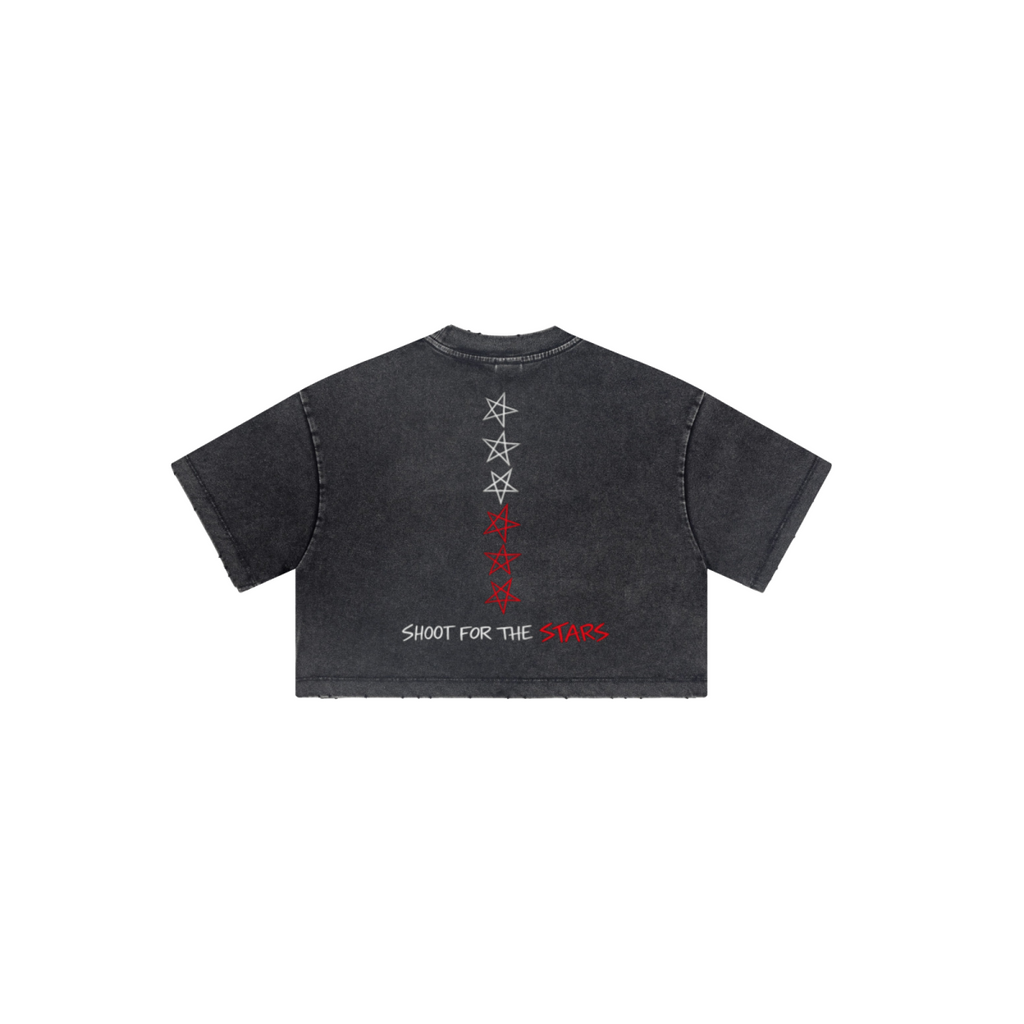 230GSM Women’s Cool-Touch Cropped High-Street Color Retro Snow-Wash T-shirt Snow wash