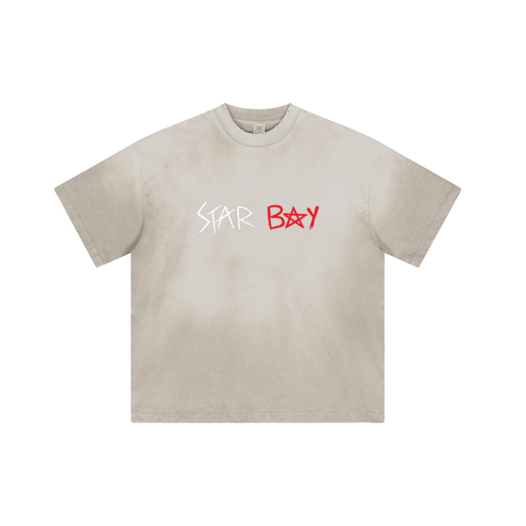250GSM Men's Boxy Tie-Dyed T-Shirt Light Gray